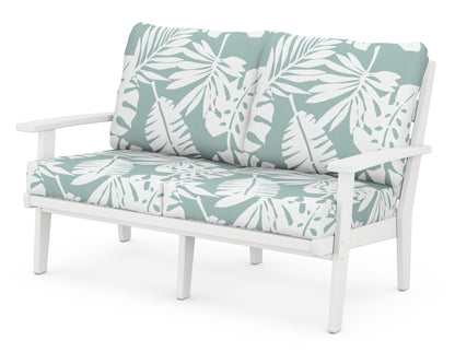 POLYWOOD® Grant Park Deep Seating Loveseat in White / Leaf Glacier Spa