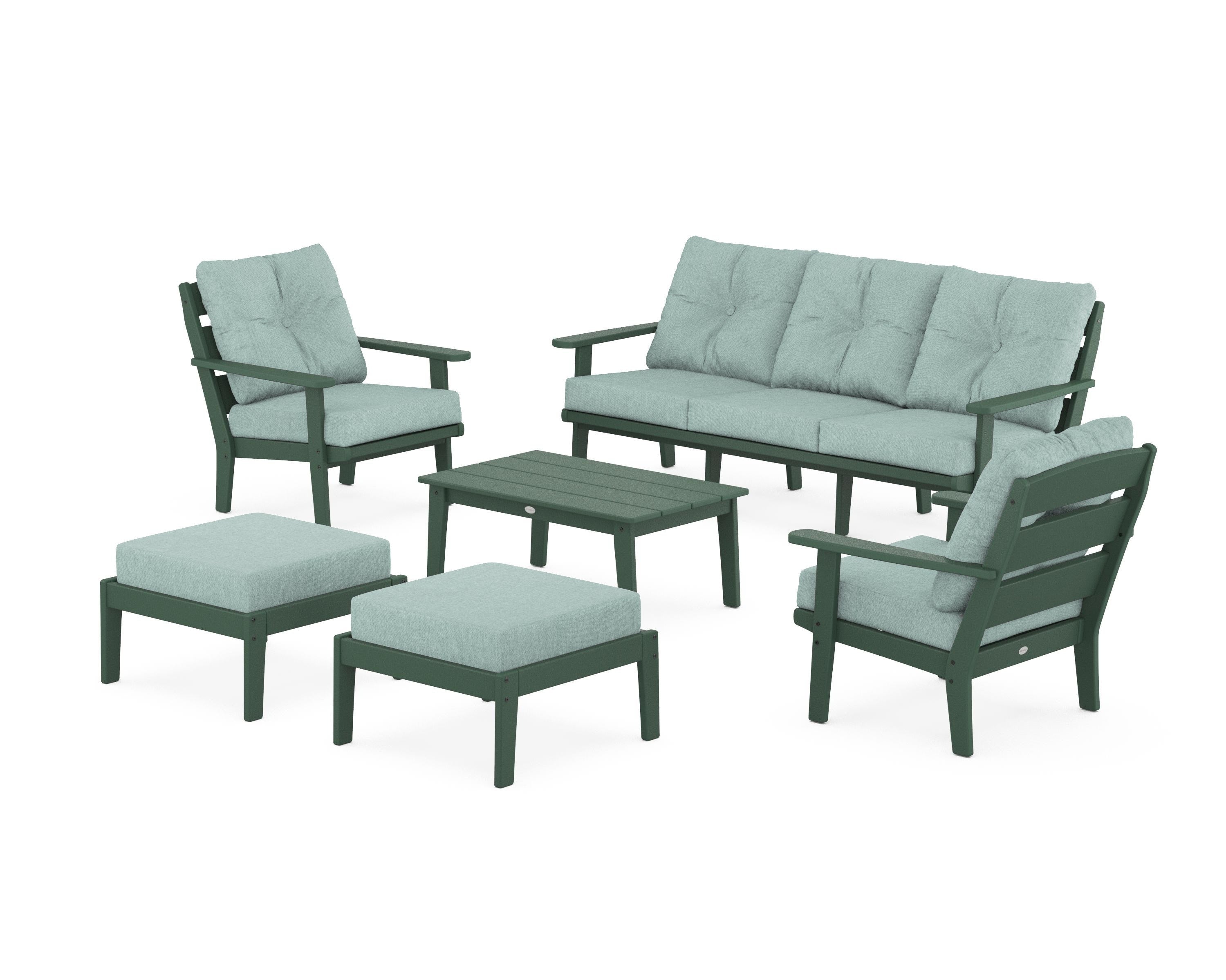 POLYWOOD® Lakeside 6-Piece Lounge Sofa Set in Green / Glacier Spa