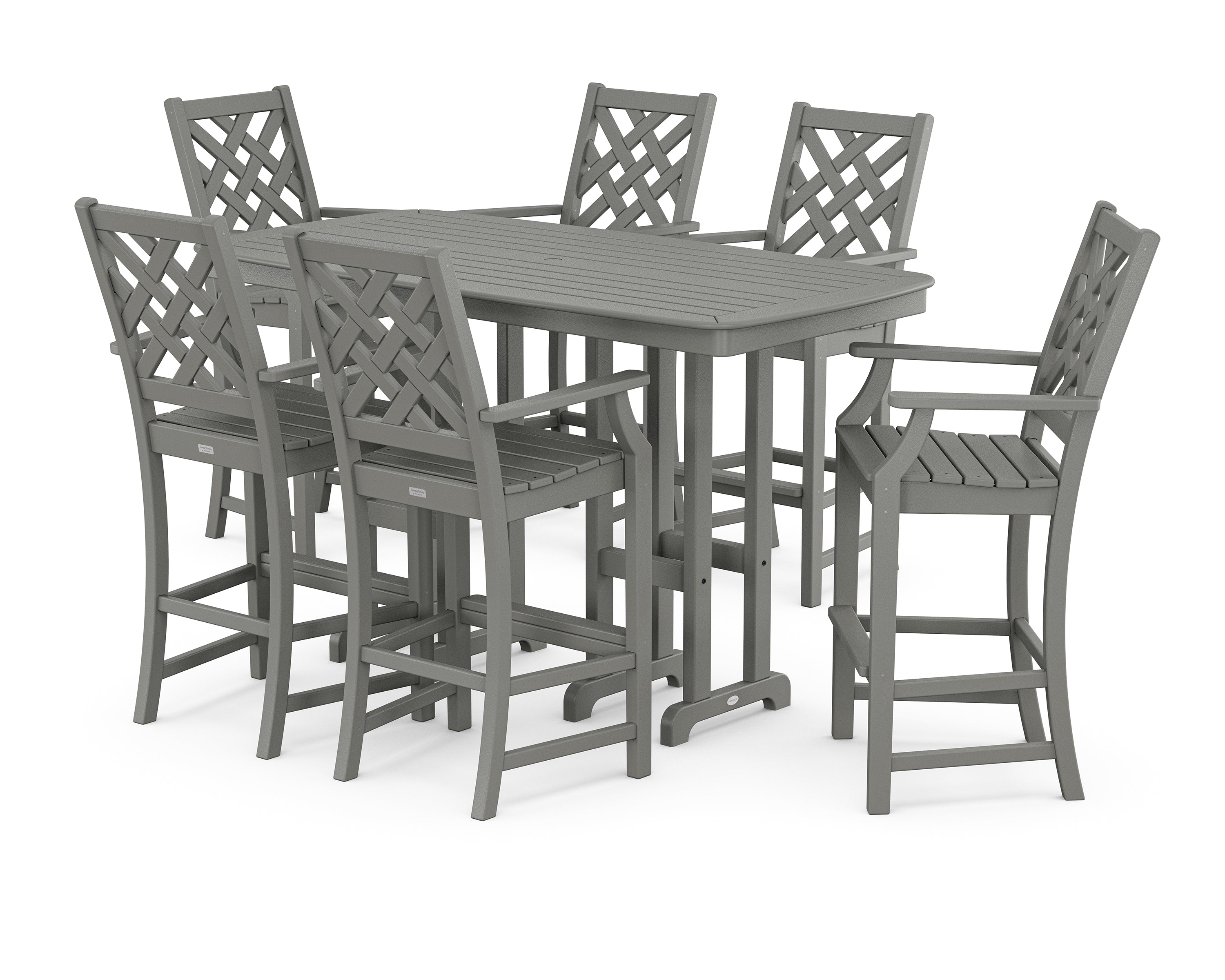 Country Living Wovendale Arm Chair 7-Piece Bar Set in Slate Grey