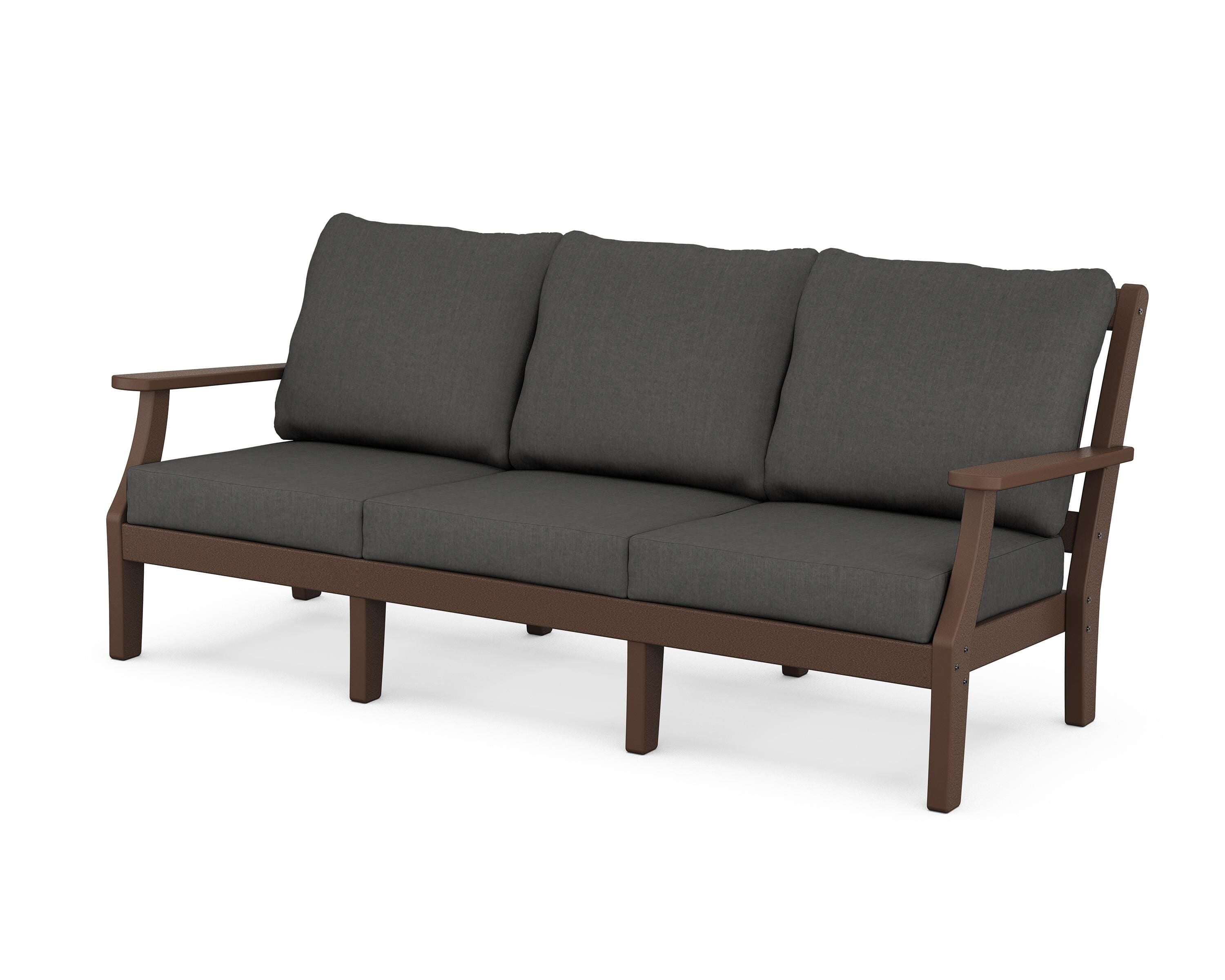 Martha Stewart by POLYWOOD® Chinoiserie Deep Seating Sofa in Mahogany / Spectrum Carbon