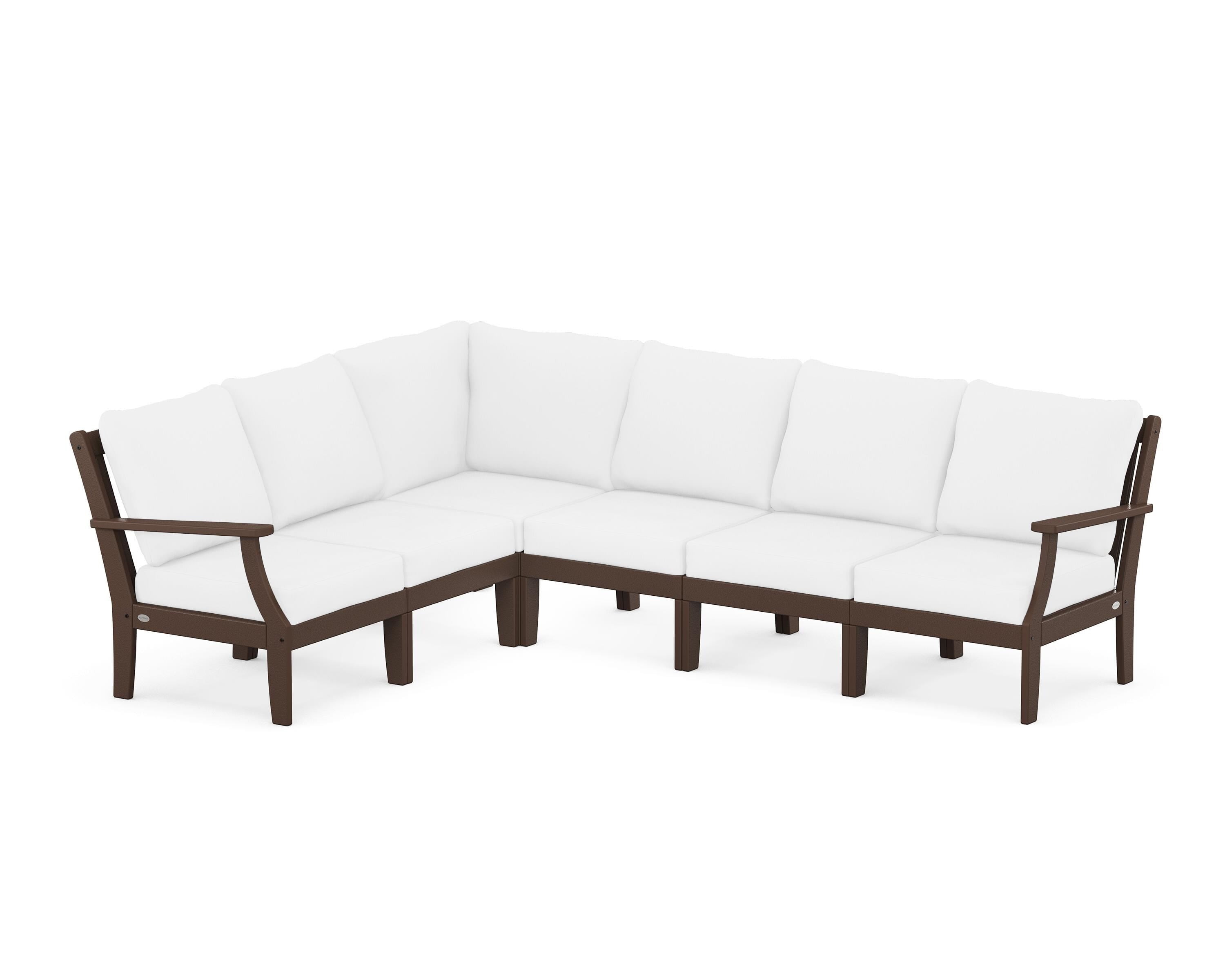 POLYWOOD® Braxton Modular 6-Piece Deep Seating Set in Mahogany / Natural