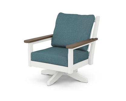 POLYWOOD® Chippendale Deep Seating Swivel Chair in White / Kona / Ocean Teal