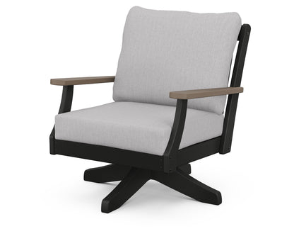 POLYWOOD® Braxton Deep Seating Swivel Chair in Black / Kona / Granite