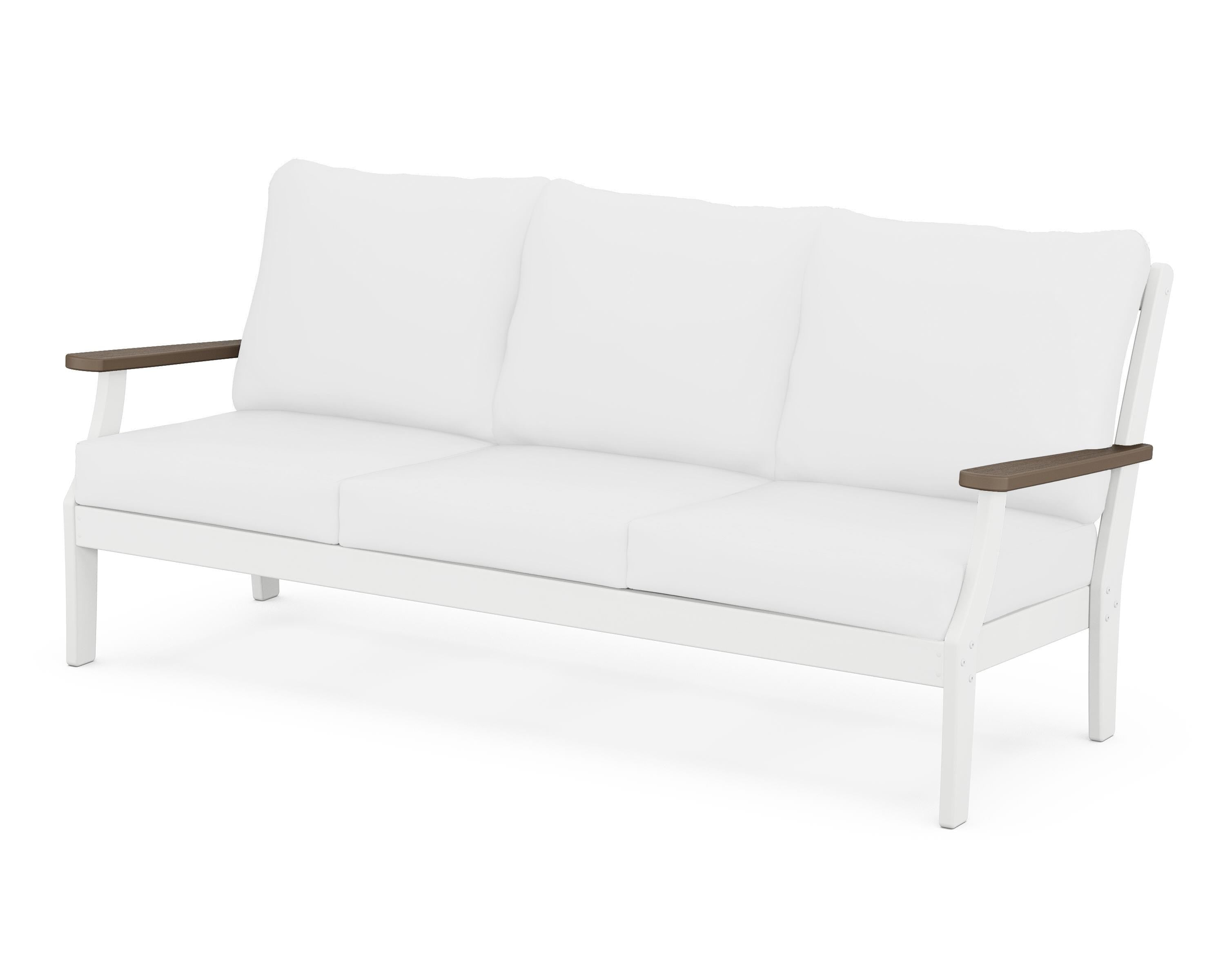 POLYWOOD® Braxton Deep Seating Sofa in White / Kona / Natural