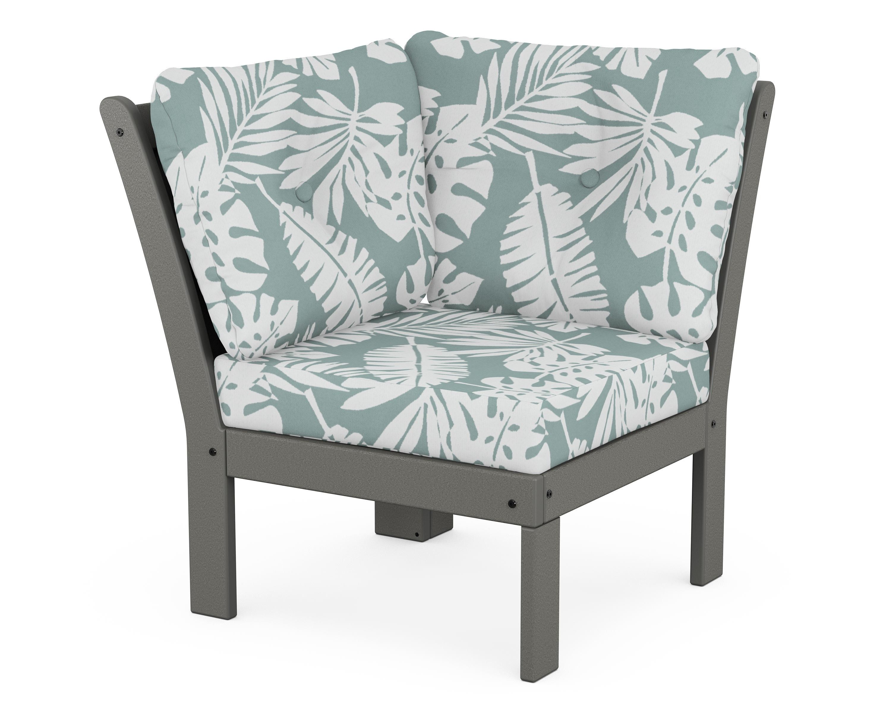 POLYWOOD® Vineyard Modular Corner Chair in Slate Grey / Leaf Glacier Spa