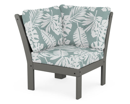 POLYWOOD® Vineyard Modular Corner Chair in Slate Grey / Leaf Glacier Spa