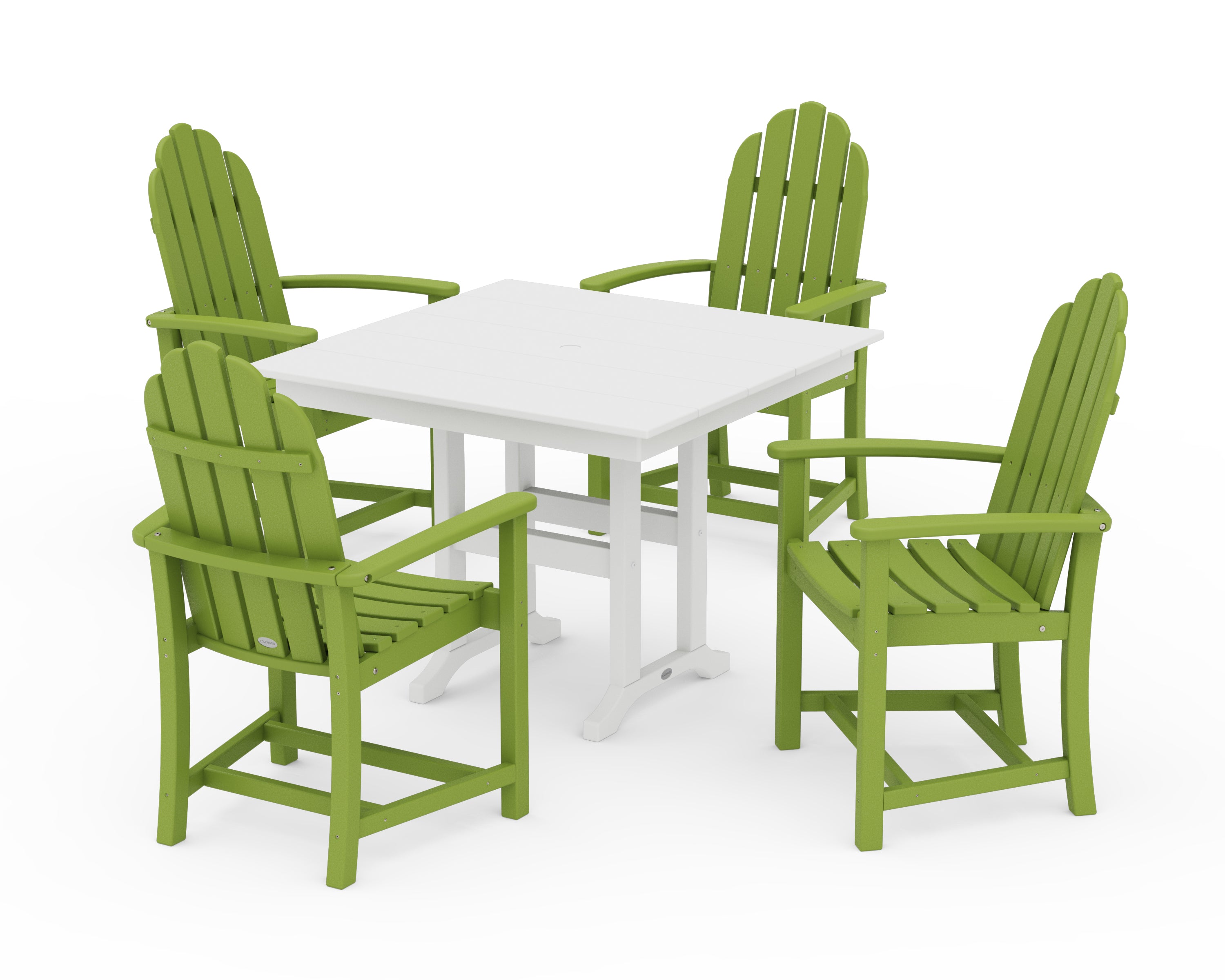 POLYWOOD® Classic Adirondack 5-Piece Farmhouse Dining Set in Lime / White