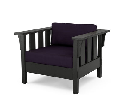Martha Stewart by POLYWOOD® Acadia Deep Seating Chair in Black / Navy Linen