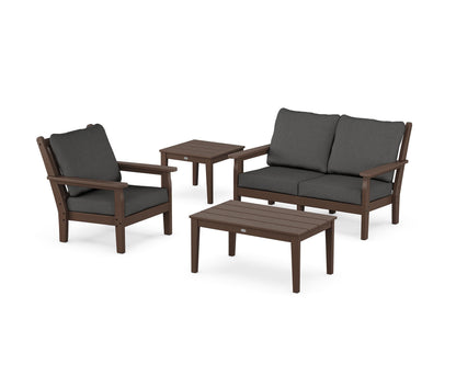 POLYWOOD® Chippendale 4-Piece Deep Seating Set in Mahogany / Spectrum Carbon