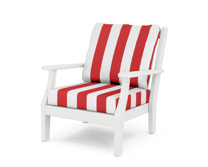Country Living Wovendale Deep Seating Chair in White / Cabana Stripe Crimson