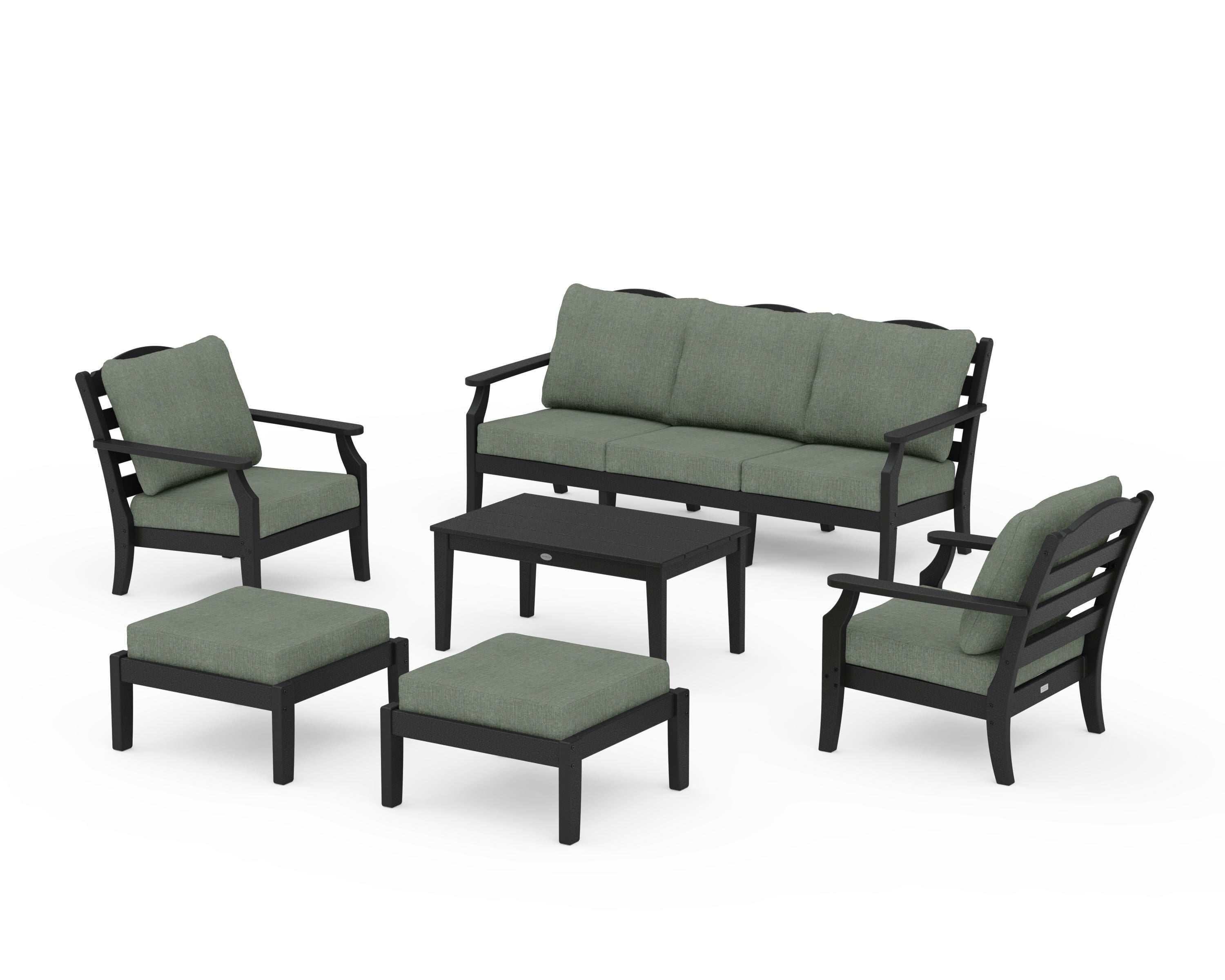 Draper James™ by  POLYWOOD® Savannah 6-Piece Lounge Sofa Set in Black / Cast Sage