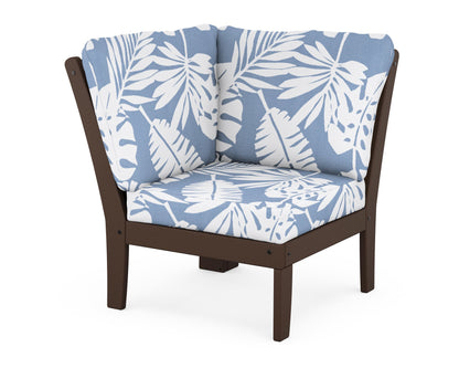 POLYWOOD® Braxton Modular Corner Chair in Mahogany / Leaf Sky Blue