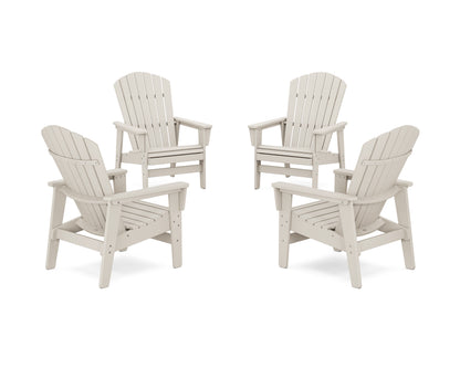 POLYWOOD® 4-Piece Nautical Grand Upright Adirondack Chair Conversation Set in Sand