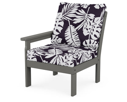 POLYWOOD® Vineyard Modular Left Arm Chair in Slate Grey / Leaf Navy