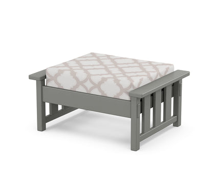 Martha Stewart by POLYWOOD® Acadia Deep Seating Ottoman in Slate Grey / Trellis Dune Burlap