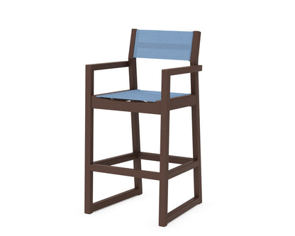 POLYWOOD® EDGE Sling Bar Arm Chair in Mahogany / Poolside Sling