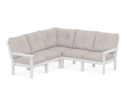 POLYWOOD® Vineyard 5-Piece Sectional in White / Dune Burlap