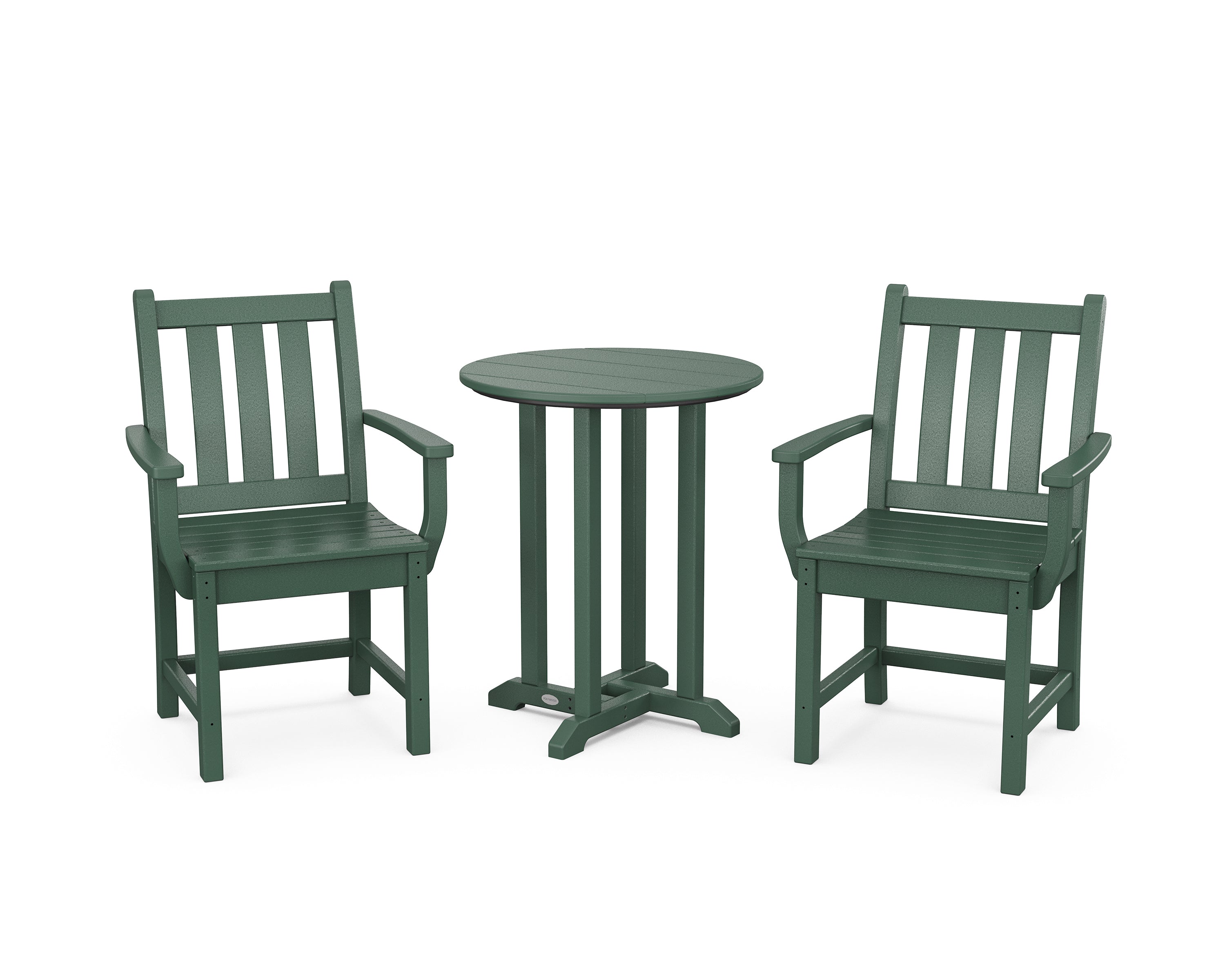 POLYWOOD® Traditional Garden 3-Piece Round Bistro Dining Set in Green
