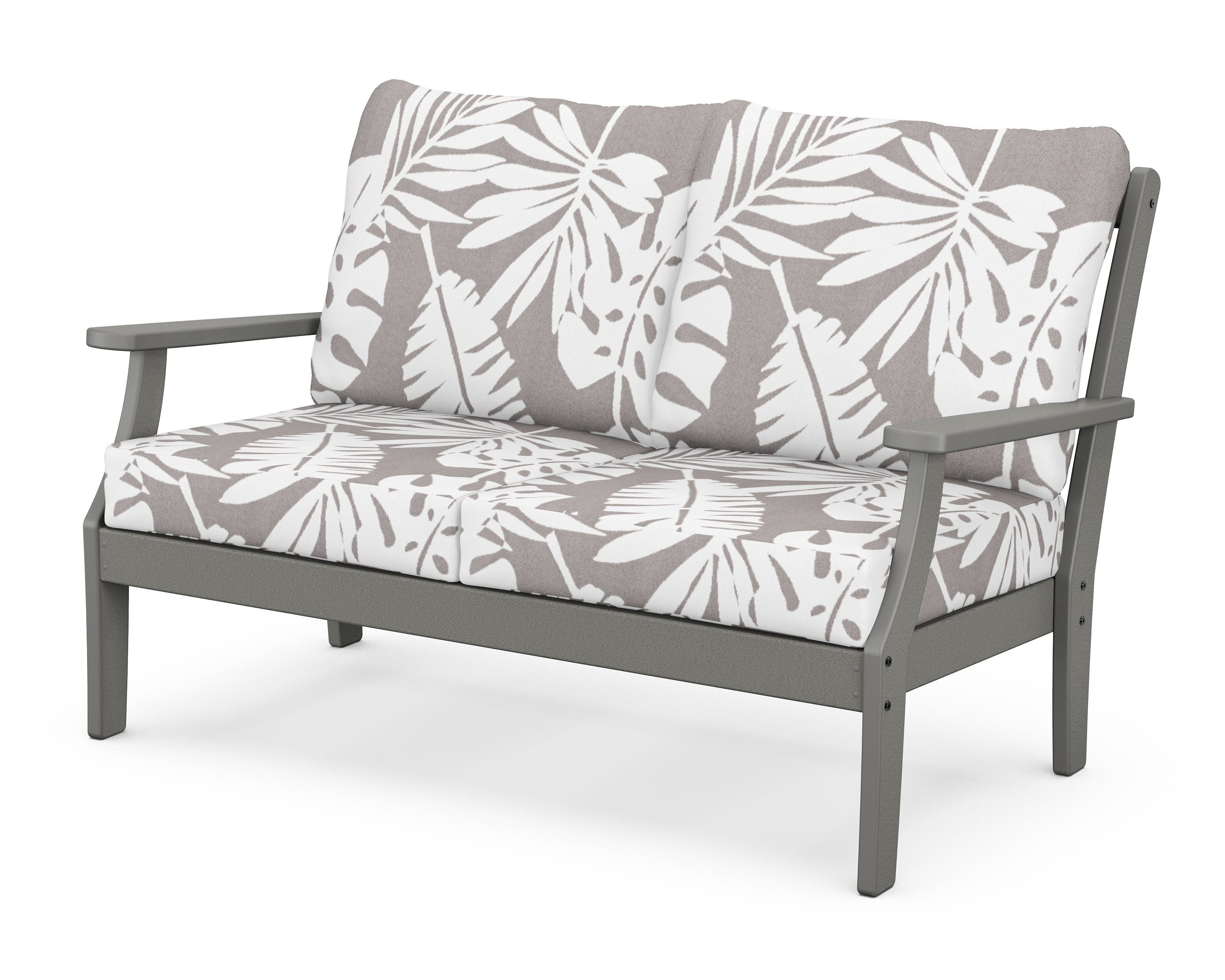 POLYWOOD® Braxton Deep Seating Loveseat in Slate Grey / Leaf Grey Mist