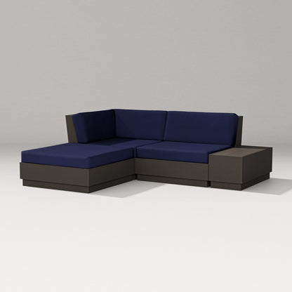 PW Designer Series Elevate Loveseat Sectional with Chaise in Vintage Coffee / Navy