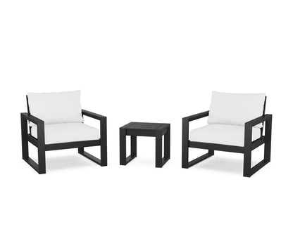 POLYWOOD® EDGE Sectional 3-Piece Deep Seating Set in Black / Natural