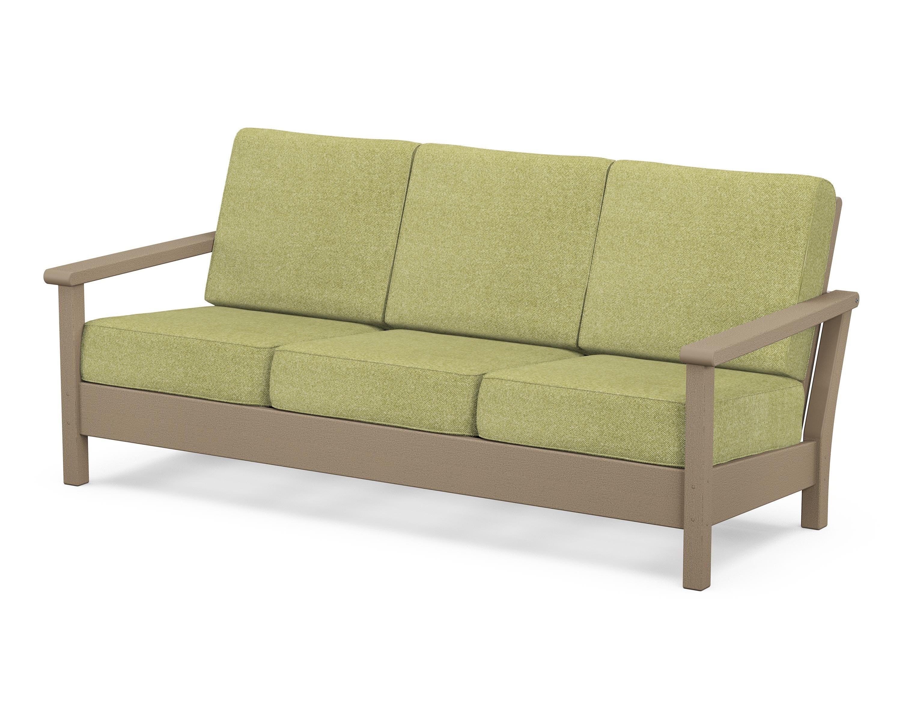 POLYWOOD® Harbour Deep Seating Sofa in Vintage Sahara / Chartreuse Boucle