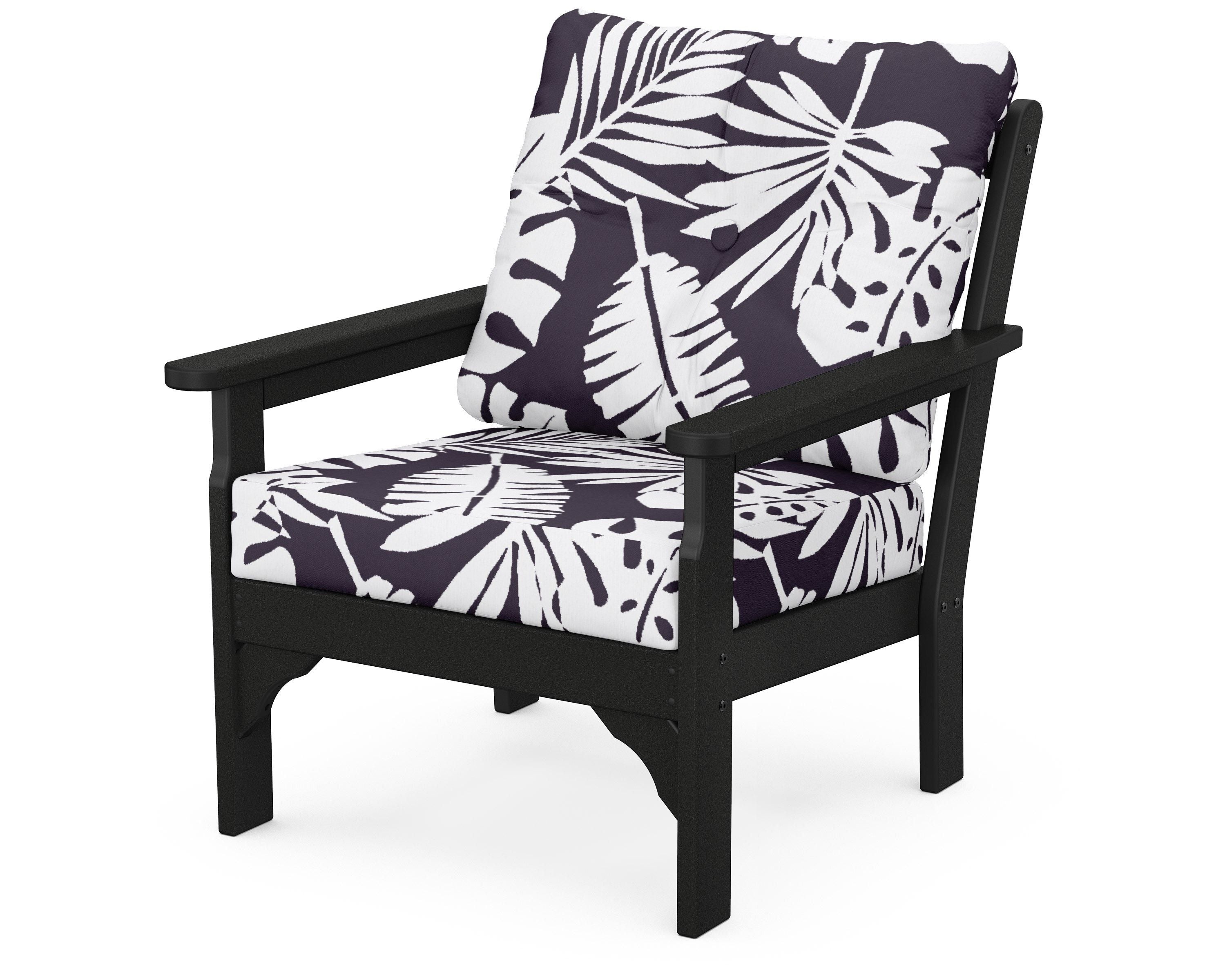 POLYWOOD® Vineyard Deep Seating Chair in Black / Leaf Navy
