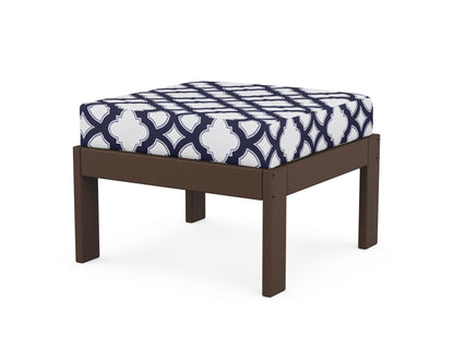 POLYWOOD® Vineyard Modular Ottoman in Mahogany / Trellis Navy