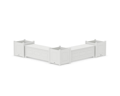 Country Living 48" Country Living L- Shaped Planter Storage Bench Corner Set- Large in White