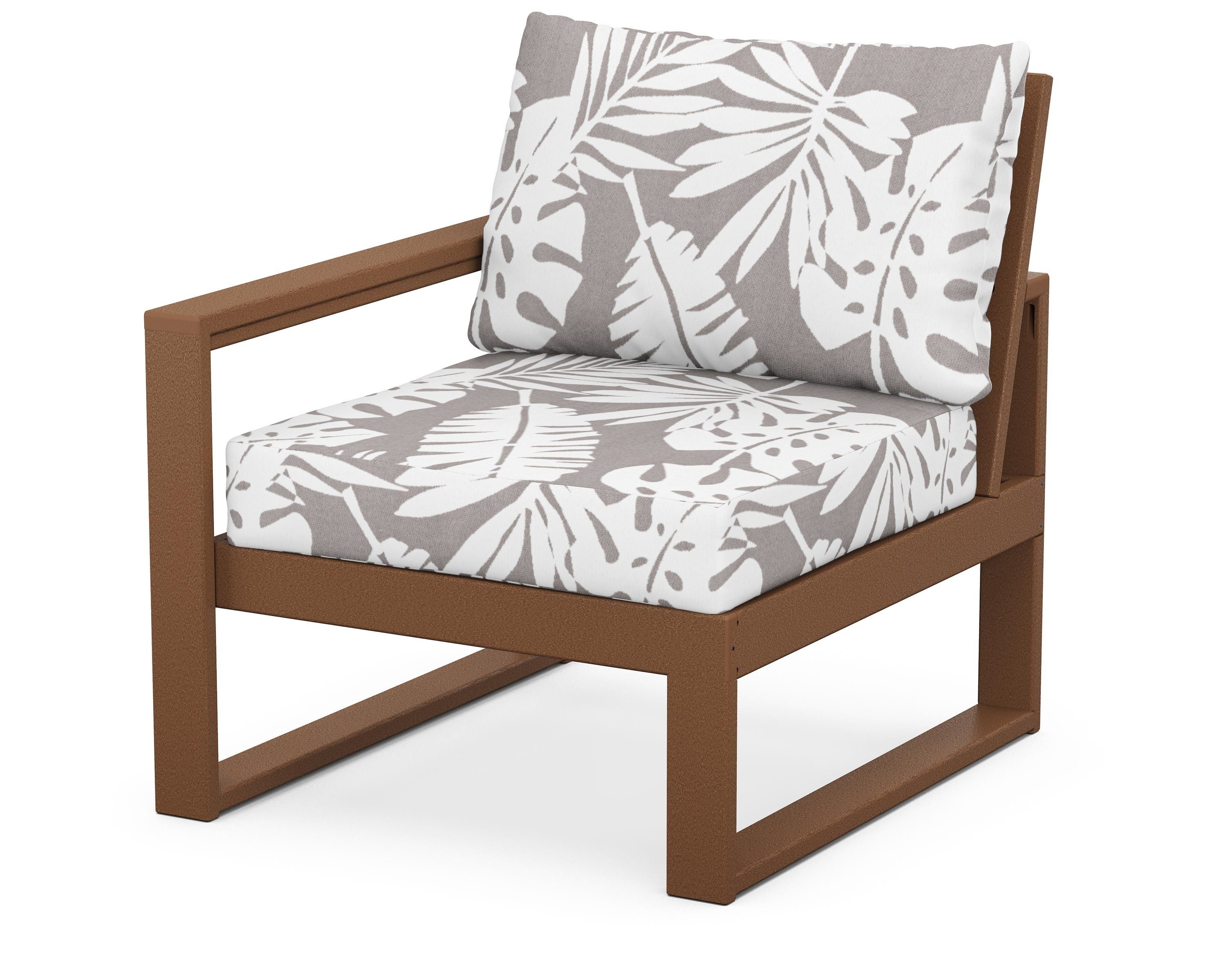 POLYWOOD® EDGE Modular Left Arm Chair in Teak / Leaf Grey Mist