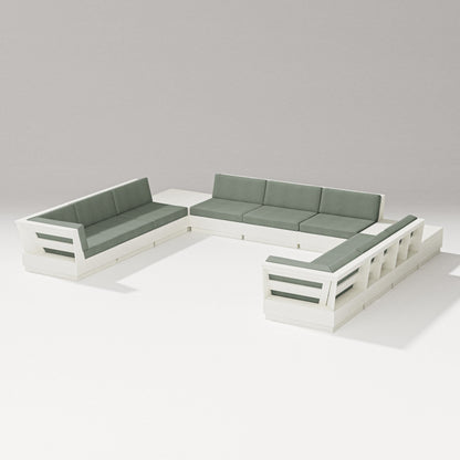 PW Designer Series Elevate 11-Piece U-Shaped Sofa Sectional in Vintage White / Cast Sage