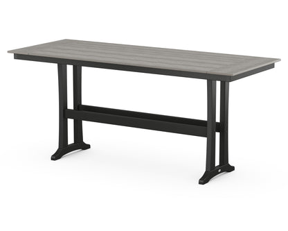 POLYWOOD® Farmhouse Trestle 38" x 96" Bar Table in Black / Driftwood