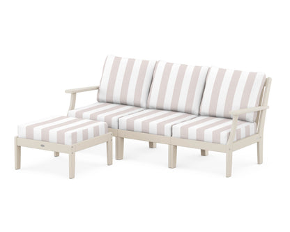 POLYWOOD® Braxton Modular 4-Piece Deep Seating Set with Ottoman in Sand / Cabana Stripe Dune Burlap