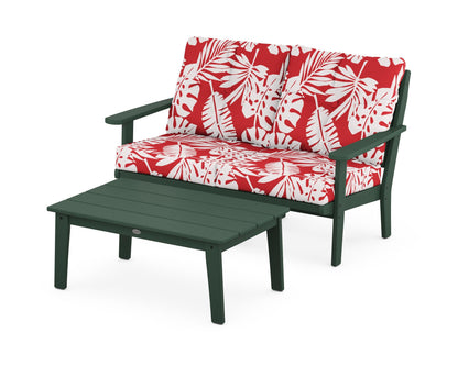 POLYWOOD® Lakeside 2-Piece Lounge Loveseat Set in Green / Leaf Crimson