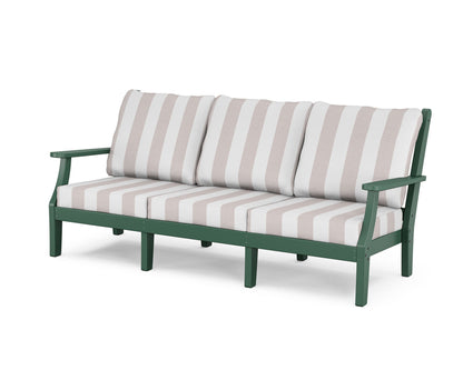 Country Living Wovendale Deep Seating Sofa in Green / Cabana Stripe Dune Burlap