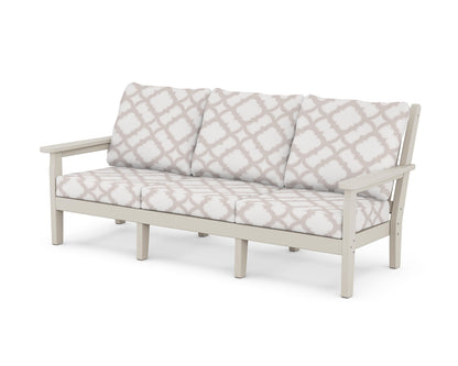 POLYWOOD® Chippendale Deep Seating Sofa in Sand / Trellis Dune Burlap