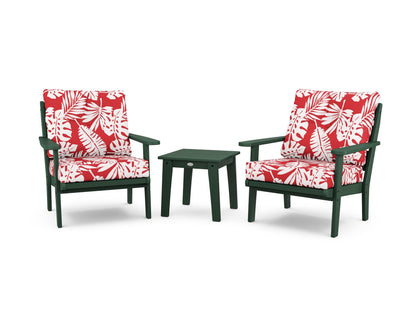 POLYWOOD® Lakeside 3-Piece Deep Seating Chair Set in Green / Leaf Crimson
