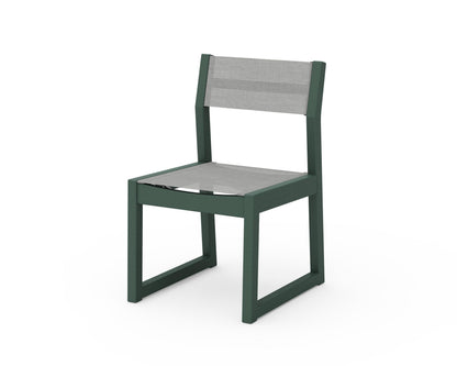 POLYWOOD® EDGE Sling Dining Side Chair in Green / Metallic Sling