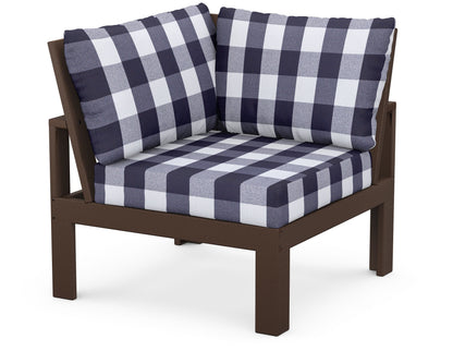 Unbranded Modular Corner Chair in Mahogany / Buffalo Plaid Navy