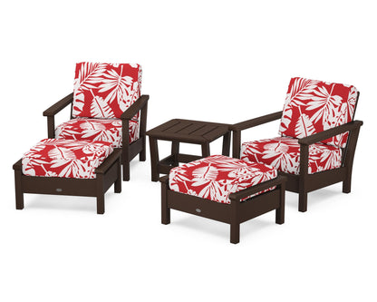 POLYWOOD® Harbour 5-Piece Deep Seating Chair Set in Mahogany / Leaf Crimson