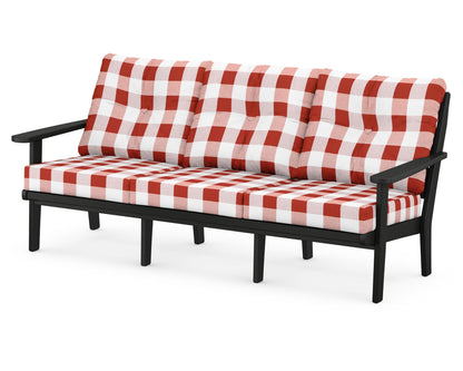 POLYWOOD® Lakeside Deep Seating Sofa in Black / Buffalo Plaid Crimson