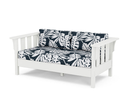 Martha Stewart by POLYWOOD® Acadia Deep Seating Loveseat in White / Leaf Marine Indigo