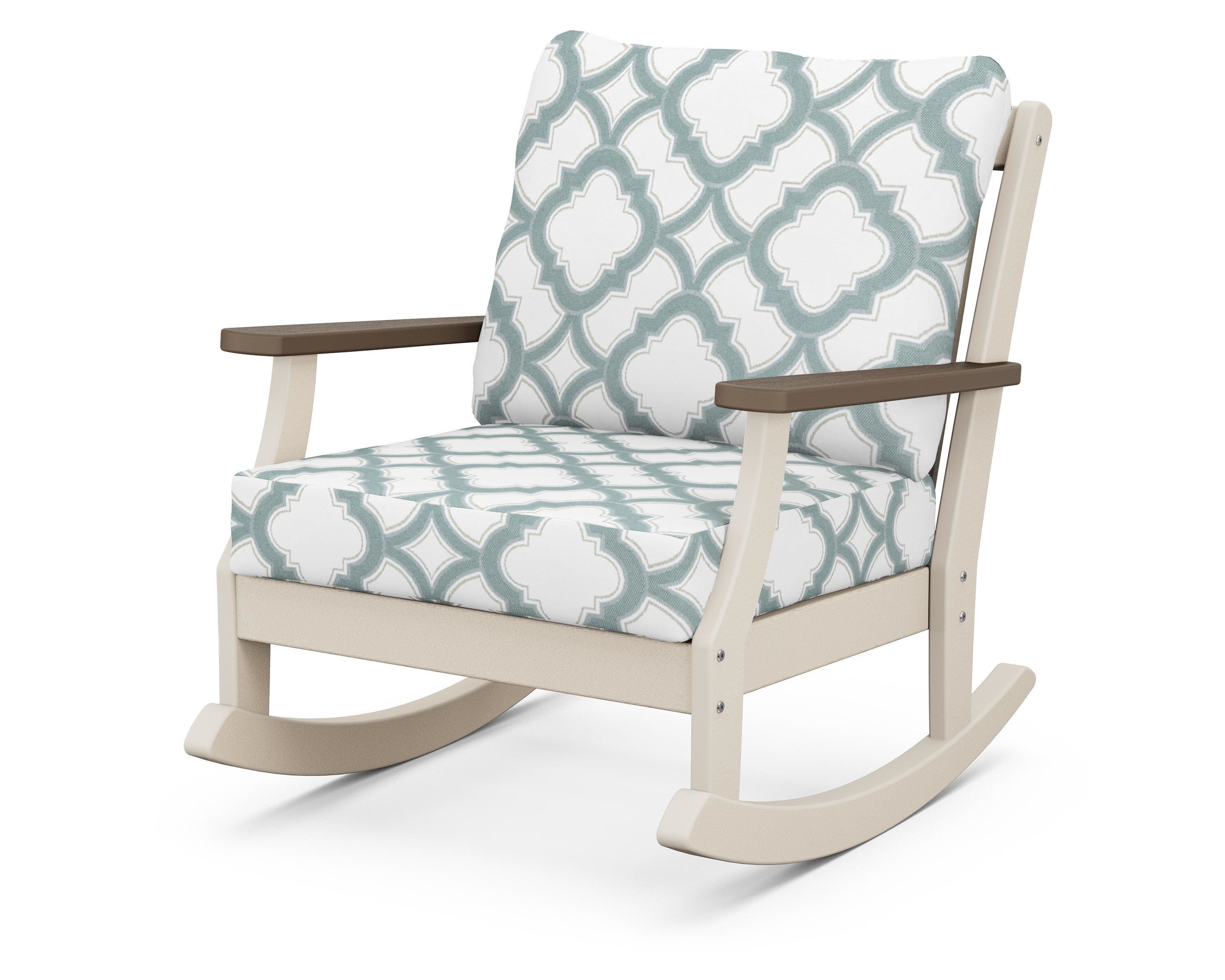 POLYWOOD® Braxton Deep Seating Rocking Chair in Sand / Kona / Trellis Glacier Spa