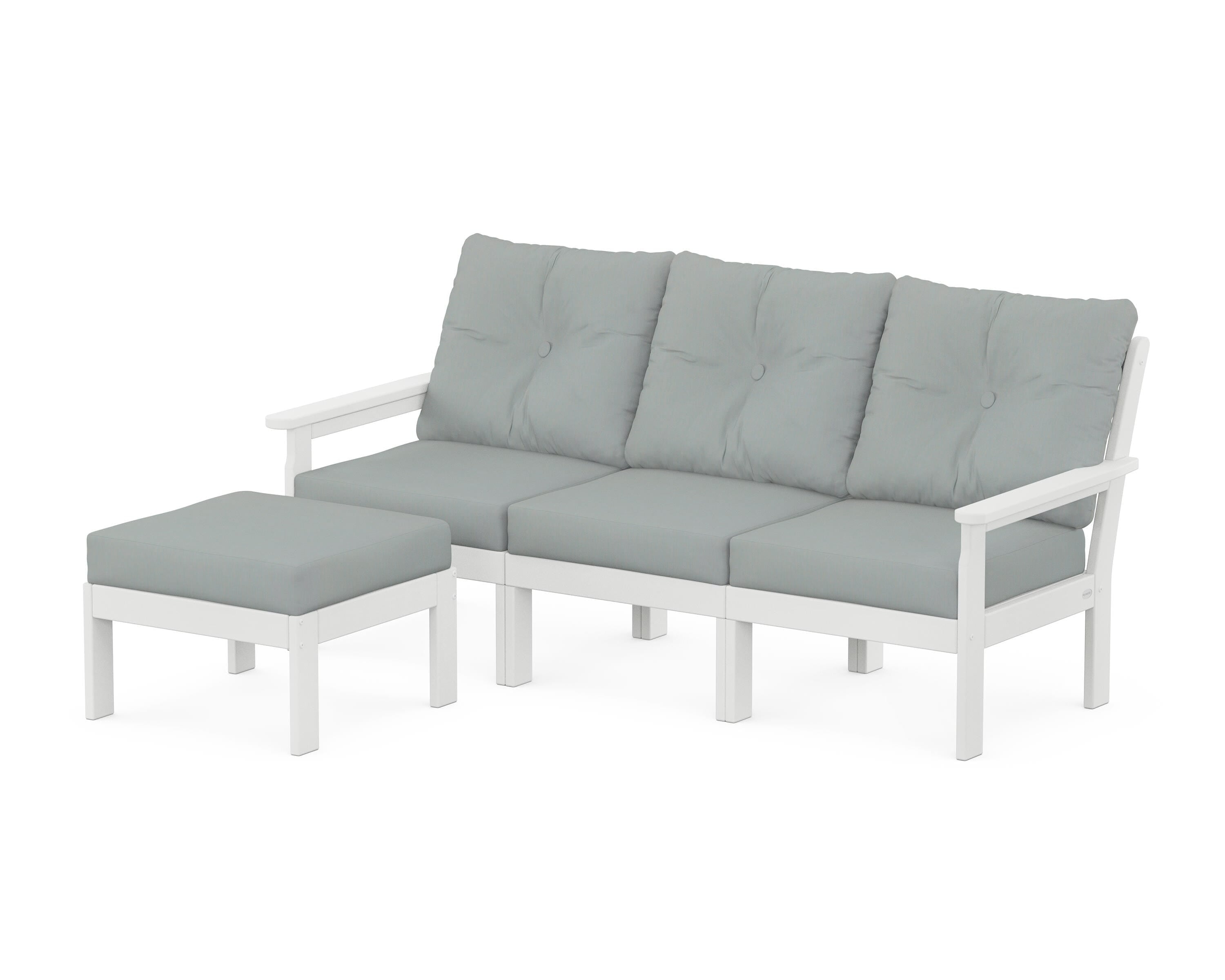 POLYWOOD® Vineyard 4-Piece Sectional with Ottoman in White / Spa