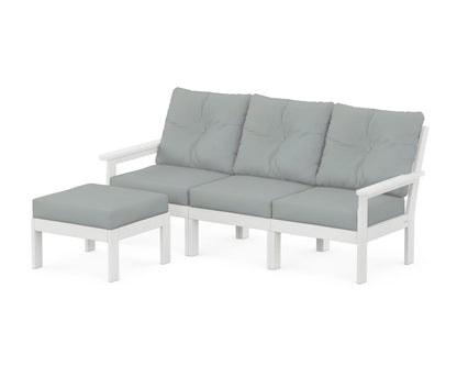 POLYWOOD® Vineyard 4-Piece Sectional with Ottoman in White / Spa