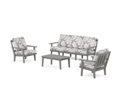 POLYWOOD® Oxford 4-Piece Deep Seating Set with Sofa in Slate Grey / Leaf Grey Mist