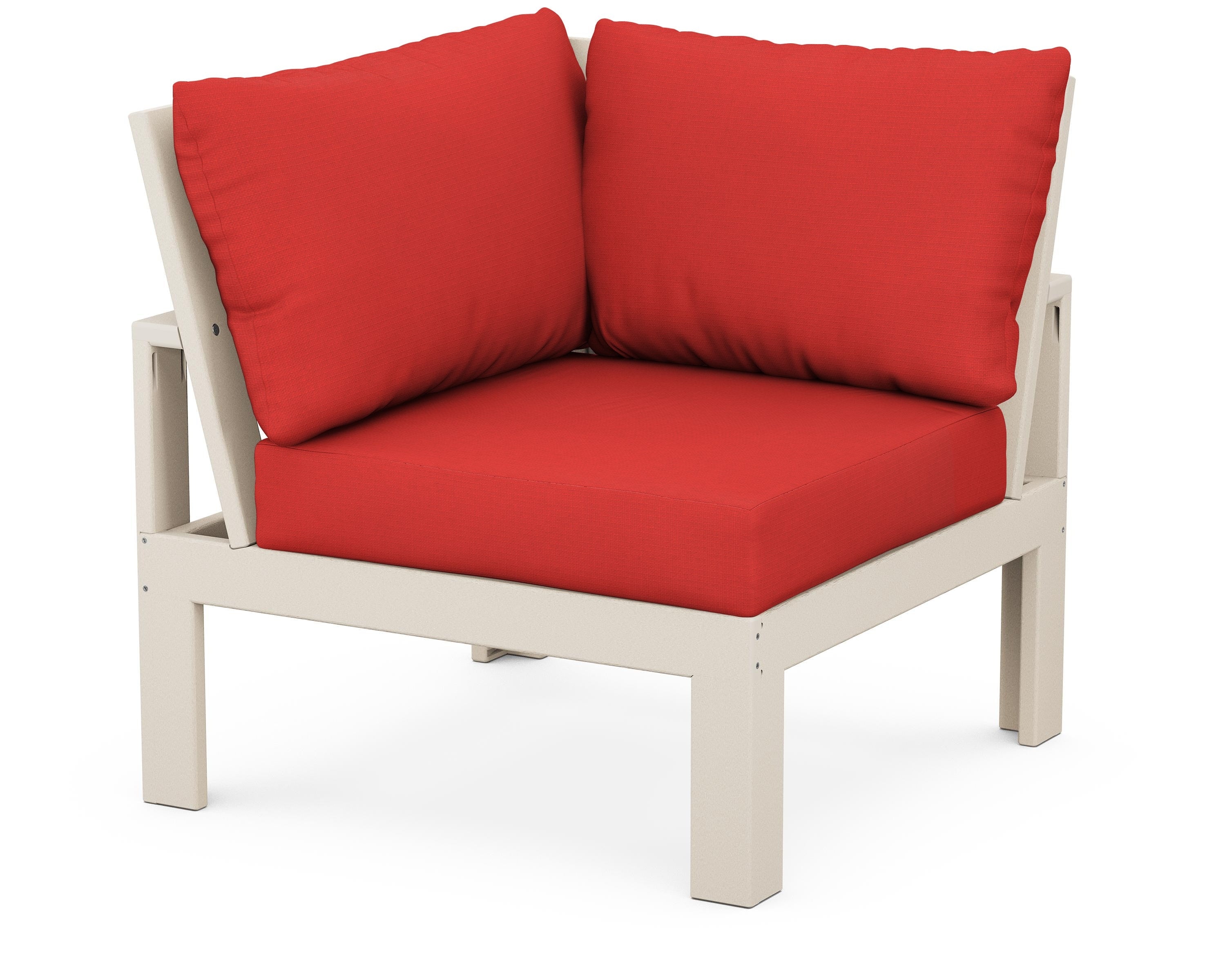 Unbranded Modular Corner Chair in Sand / Crimson Linen