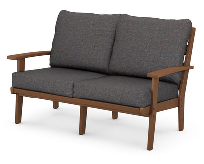 POLYWOOD® Grant Park Deep Seating Loveseat in Teak / Ash Charcoal