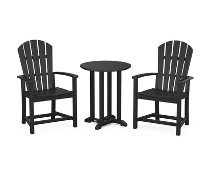 POLYWOOD® Palm Coast 3-Piece Round Farmhouse Bistro Dining Set in Black