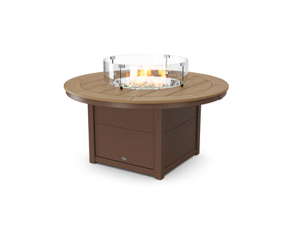 POLYWOOD® Round 48" Fire Pit Table in Mahogany / Natural